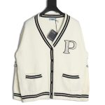 Prada Embroidered Preppy Cardigan Sweater