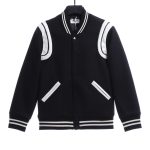 Saint Laurent Paris slp classic leather black and white baseball collar jacket