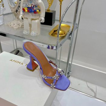 Amina Muaddi Lily Crystal Sandals H:9.5cm