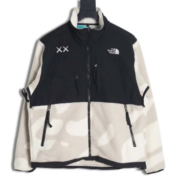 The North Face x KAWS North Face joint model FW23 1995 Denali Logo printed color block zipper fleece long-sleeved jacket