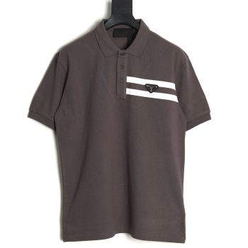 Prada chest triangle logo double bars short sleeve polo shirt TSK1