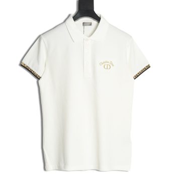 Dior CD gold embroidered letters Polo short sleeve