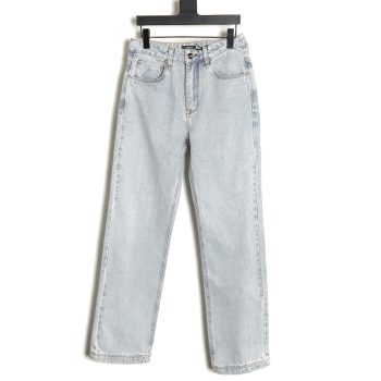 Fendi new blue back pocket leather label denim trousers