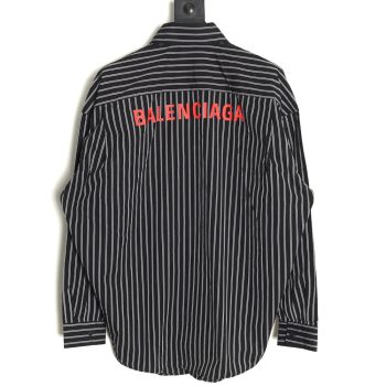 Balenciaga back red letter print striped shirt