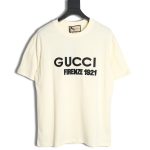 Gucci classic 1921 letter embroidered logo pattern short sleeve
