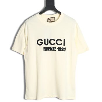 Gucci classic 1921 letter embroidered logo pattern short sleeve
