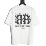 Balenciaga Flame Double B Letter Print Short Sleeve
