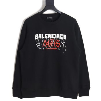 Balenciaga 23Fw graffiti lettering print crew neck sweatshirt