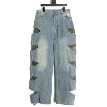Balenciaga ripped camouflage double jeans