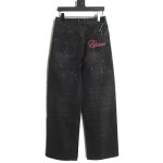 We11 Done embroidered lettering ripped washed denim wide-leg pants