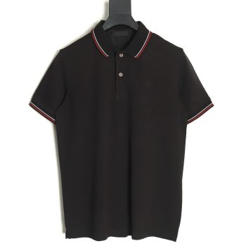 Prada small embroidered logo red edge short-sleeved polo shirt TSK1
