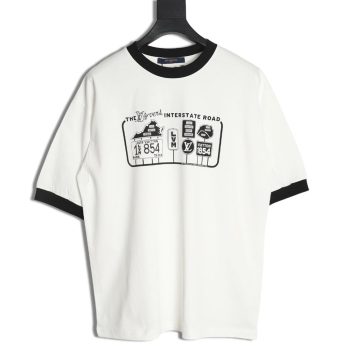 Louis Vuitton letter logo road sign print round neck short sleeves