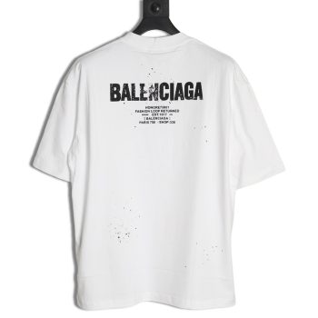 Balenciaga Mottled Letters Ink Print Short Sleeve T-shirt