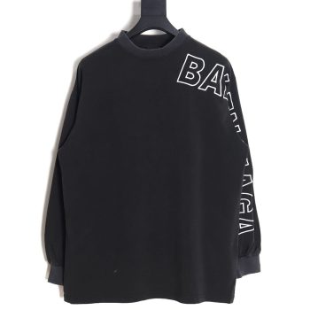 Balenciaga 23ss washed distressed seamless embroidered letter long sleeves