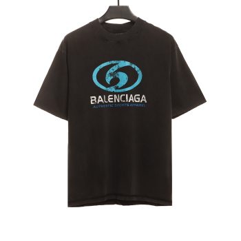 Balenciaga distressed washed front and back surf print short sleeves