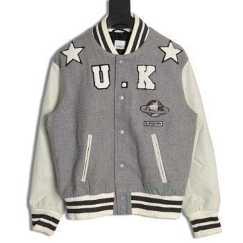 Burberry Grey Paneled Baseball Jacket