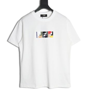 Fendi colorful embroidered ff letter pattern short-sleeved T-shirt