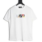 Fendi colorful embroidered ff letter pattern short-sleeved T-shirt