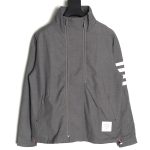 Thom Browne yarn-dyed four-bar zip-up trench coat