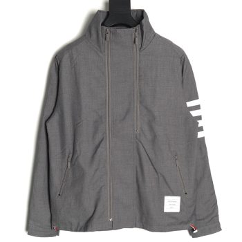 Thom Browne yarn-dyed four-bar zip-up trench coat