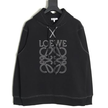 Loewe embroidered topstitched hooded sweatshirt