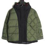 The North Face colorblock print zip-up hooded down jacket