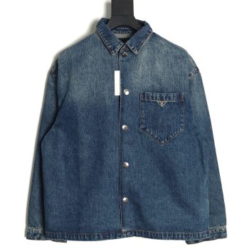 Prada pocket triangle logo denim shirt jacket