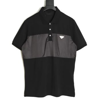 Prada 22ss triangle standard nylon stitching Polo short sleeve TSK1