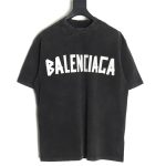 Balenciaga Washed Tape Letters Short Sleeve T-Shirt