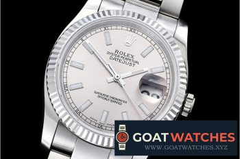 Rolex - DJ 36mm Oyst Flt SS/SS Light Grey Stk BP A3135 Mod