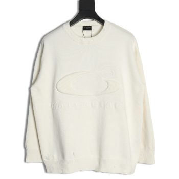 Balenciaga embossed three-dimensional lettering hole knit sweater