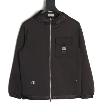 Dior patchwork letter embroidered hooded jacket