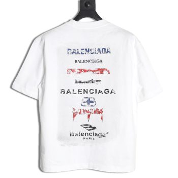 Balenciaga Back mottled multi-line lettering short sleeves
