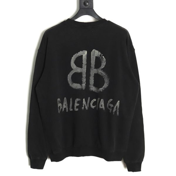 Balenciaga Hand-painted Luminous Print Crewneck Sweatshirt