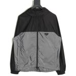 Prada black and grey patchwork hooded jacket