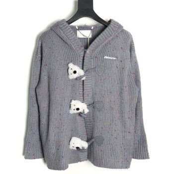 13De Marzo horn button hooded cardigan sweater TSK1