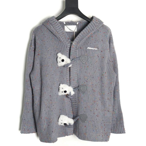 13De Marzo horn button hooded cardigan sweater TSK1
