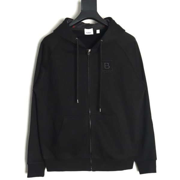 Burberry B plaid hooded zip-up hooded sweatshirt