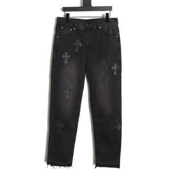 Chrome hearts classic leather cross denim trousers