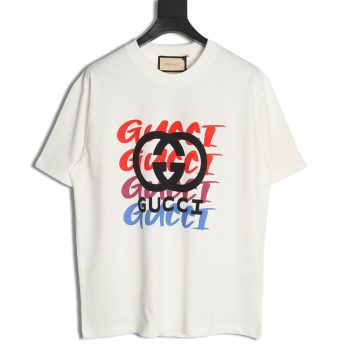 Gucci gradient slogan double G print short sleeves