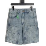 Louis Vuitton washed embossed denim shorts