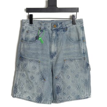 Louis Vuitton washed embossed denim shorts