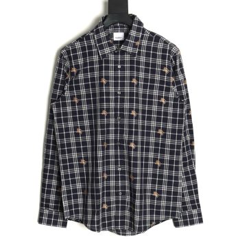 Burberry all over print war horse plaid long sleeve shirt TSK2