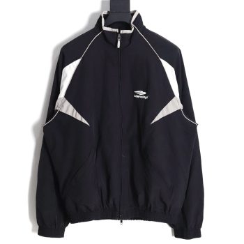Balenciaga 23FW double-layer stitching embroidered letter jacket