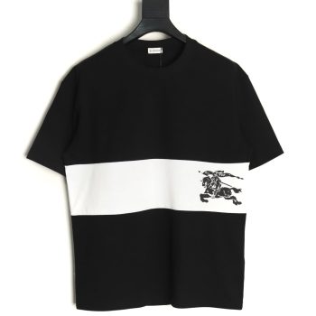 Burberry white horizontal striped war horse print short sleeves TSK1
