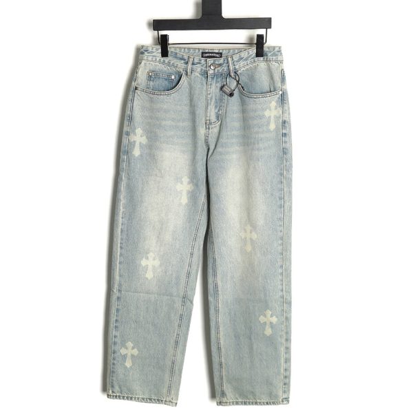 Chrome Heart Classic White Cross Denim Pants