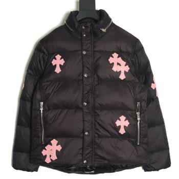 Chrome Hearts cross leather label embroidery remake silver down jacket