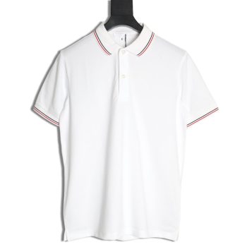 Prada embroidered logo red edge short-sleeve polo shirt