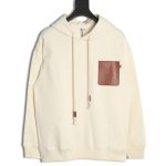 Loewe hooded sweatshirt with embossed logo on chest and leather pockets