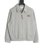 Miu Miu lettering patch zip-up jacket